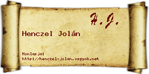 Henczel Jolán névjegykártya